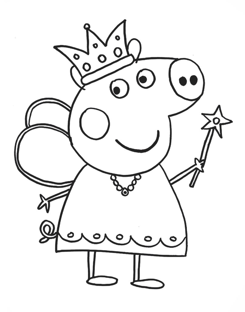 Online coloring book: Coloring page Peppa in the crown